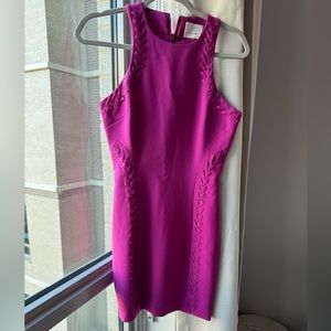 Cinq a Sept Magenta Mini Dress with Weaved Details